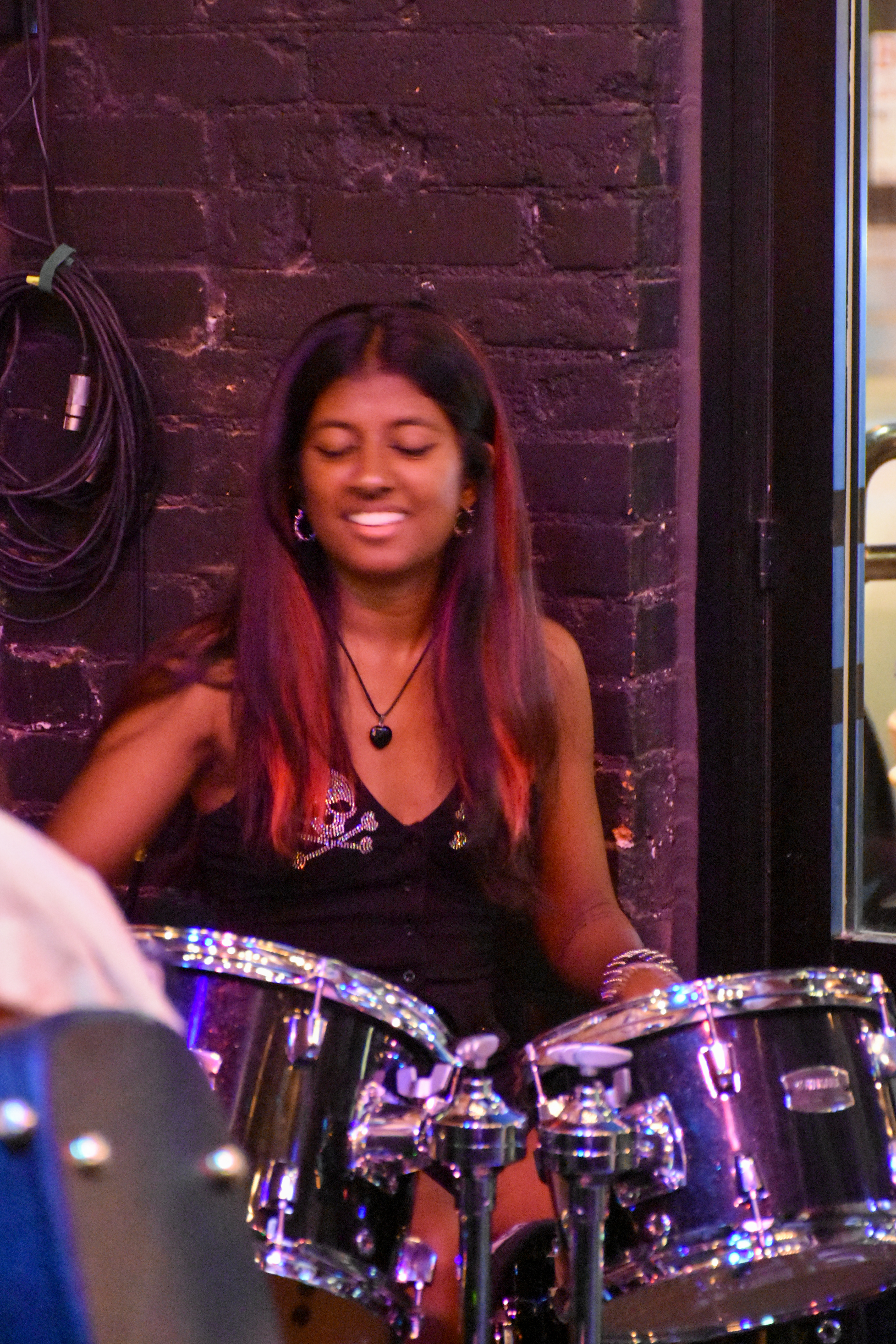 Musician tuning an instrument